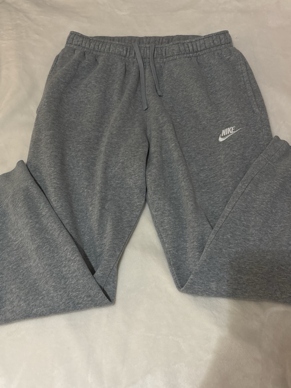 Nike Gray Drawstring Sweatpants with White Swoosh
